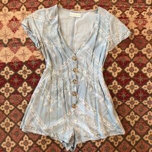Urban Outfitters Baby Blue Romper Paisley Bandana Print